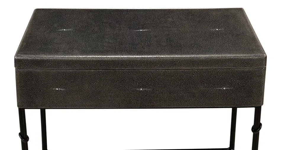 Grey Leather Shagreen Box On Stand Console Table