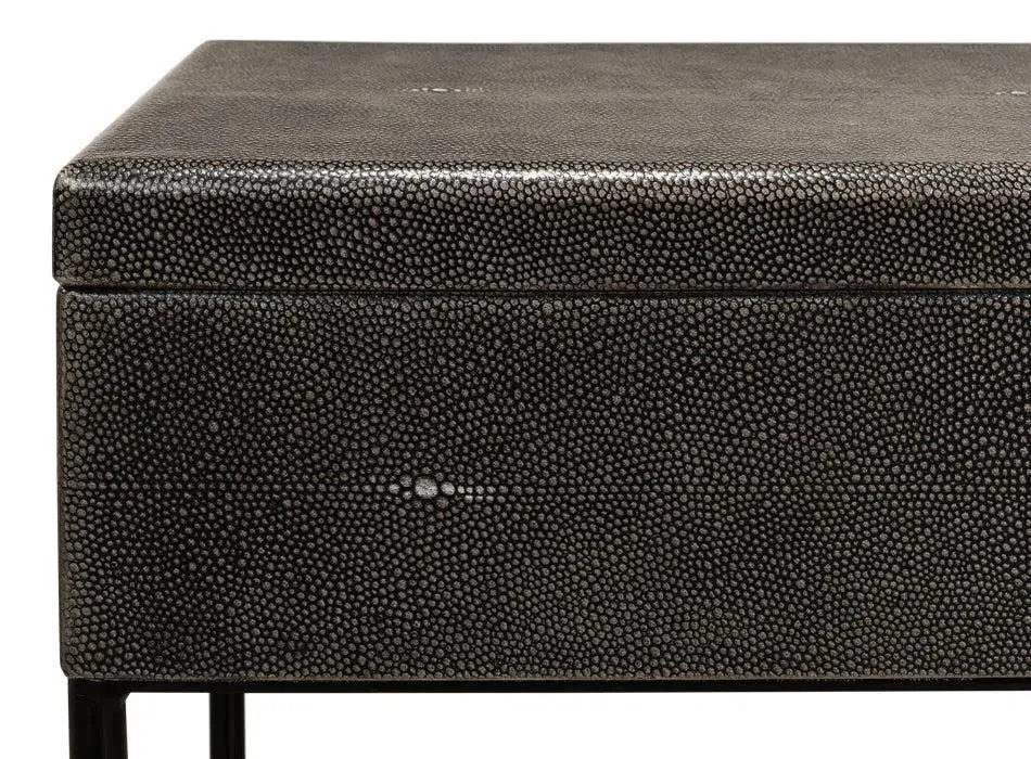 Grey Leather Shagreen Box On Stand Console Table