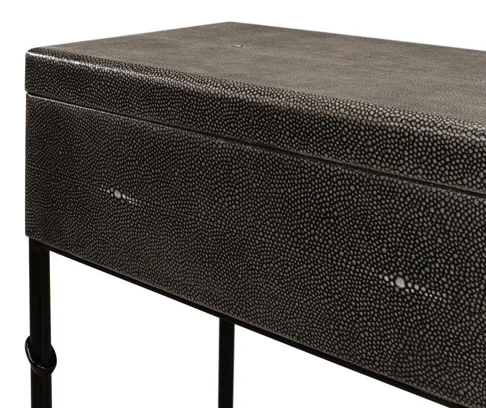 Grey Leather Shagreen Box On Stand Console Table