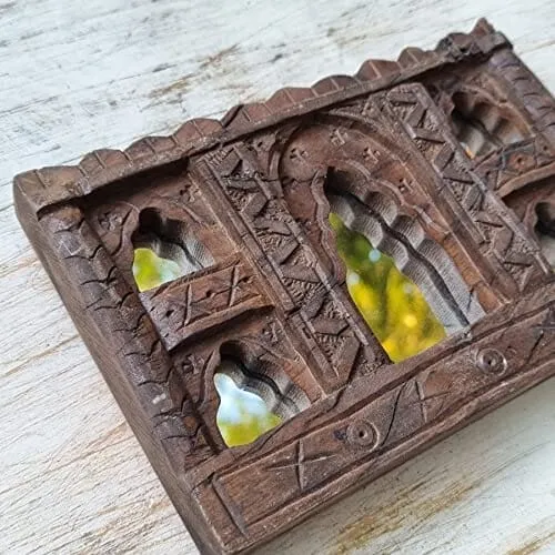Handcrafted Carved in Solid Hard Wood Vintage Mirror Frame