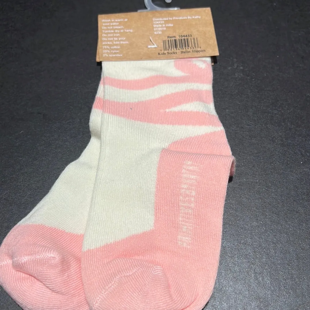 Happy Bright Children's Pink and Ivory Ballet Socks
