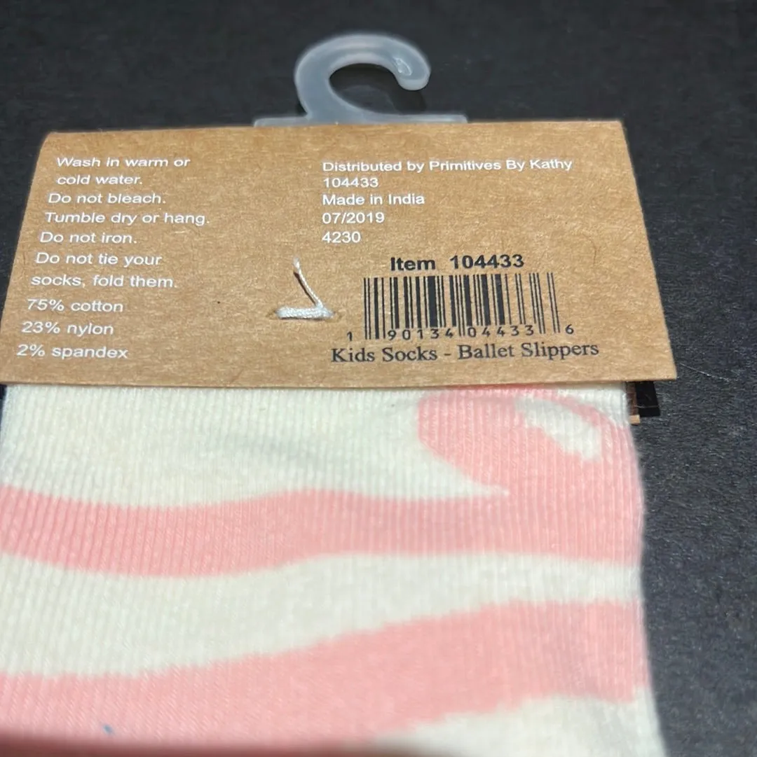 Happy Bright Children's Pink and Ivory Ballet Socks