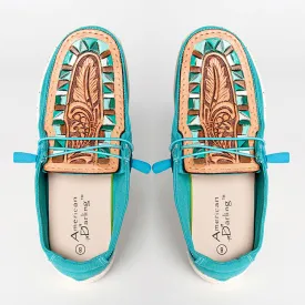 Hey Tooled Moccasin Tan/Turquoise