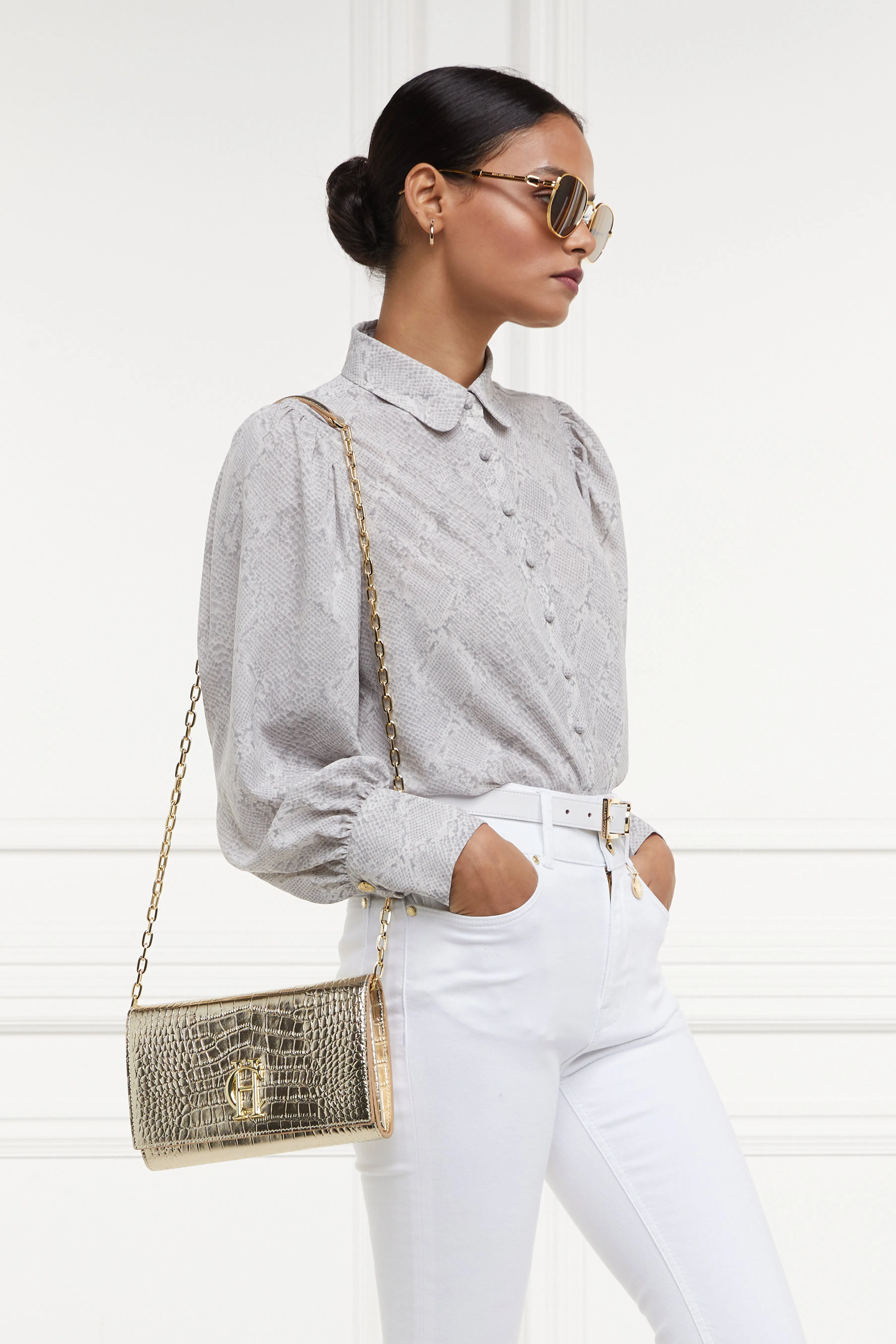 Highbury Clutch Bag (Gold Croc)
