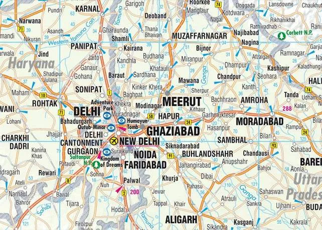 India North Road Map (4th Edition) by Borch Map (2013)