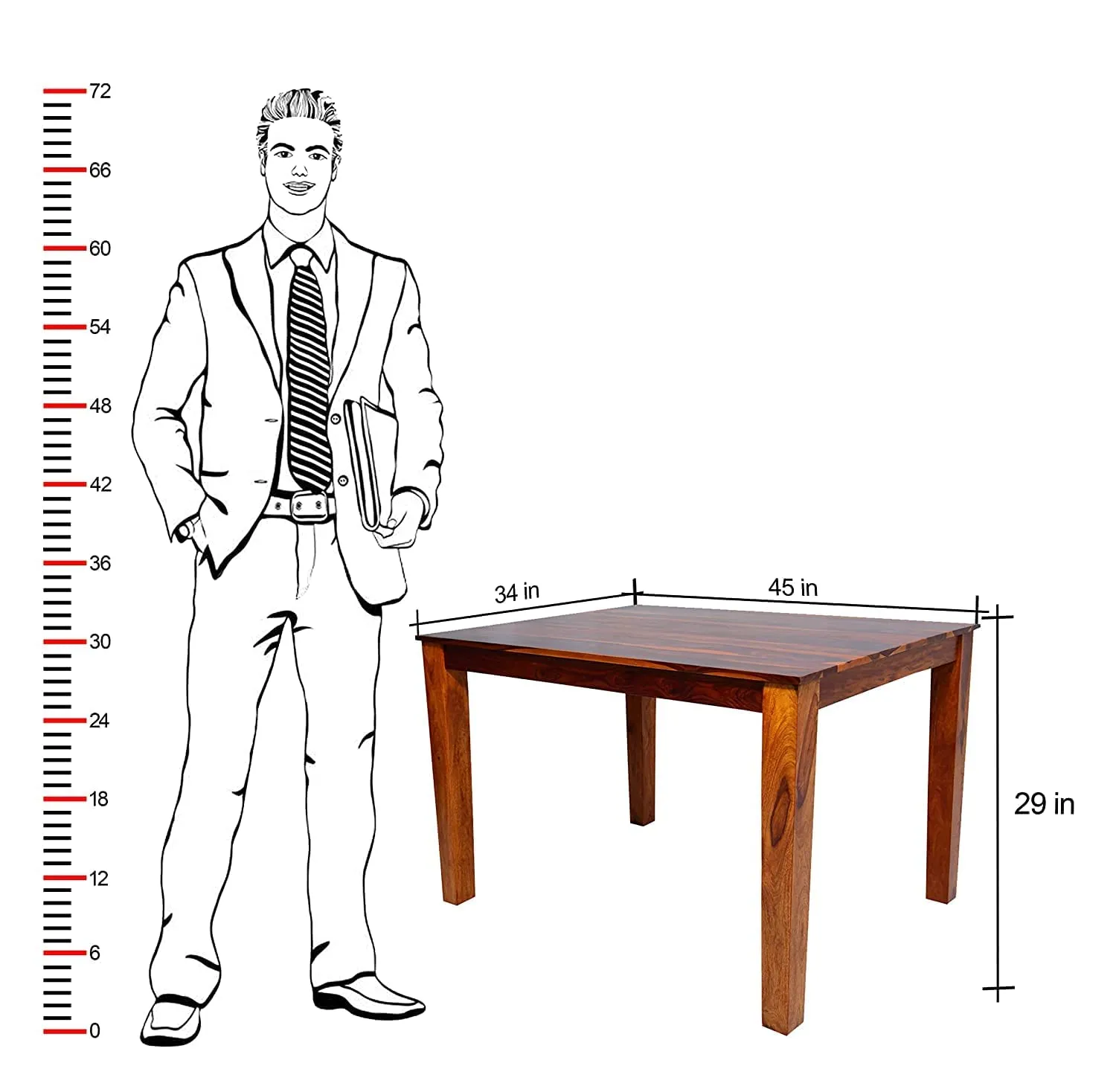 Jodhpur Furniture Solid Sheesham Wood Dining Table 4 Seater Set with 4 Chairs | Honey Finish