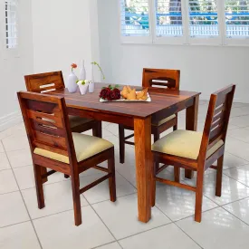 Jodhpur Furniture Solid Sheesham Wood Dining Table 4 Seater Set with 4 Chairs | Honey Finish