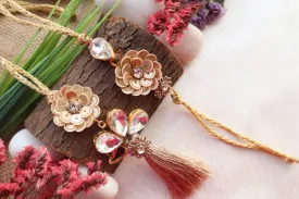 Kamule Rajwadi Tassel Lumba Rakhi Set-Golden