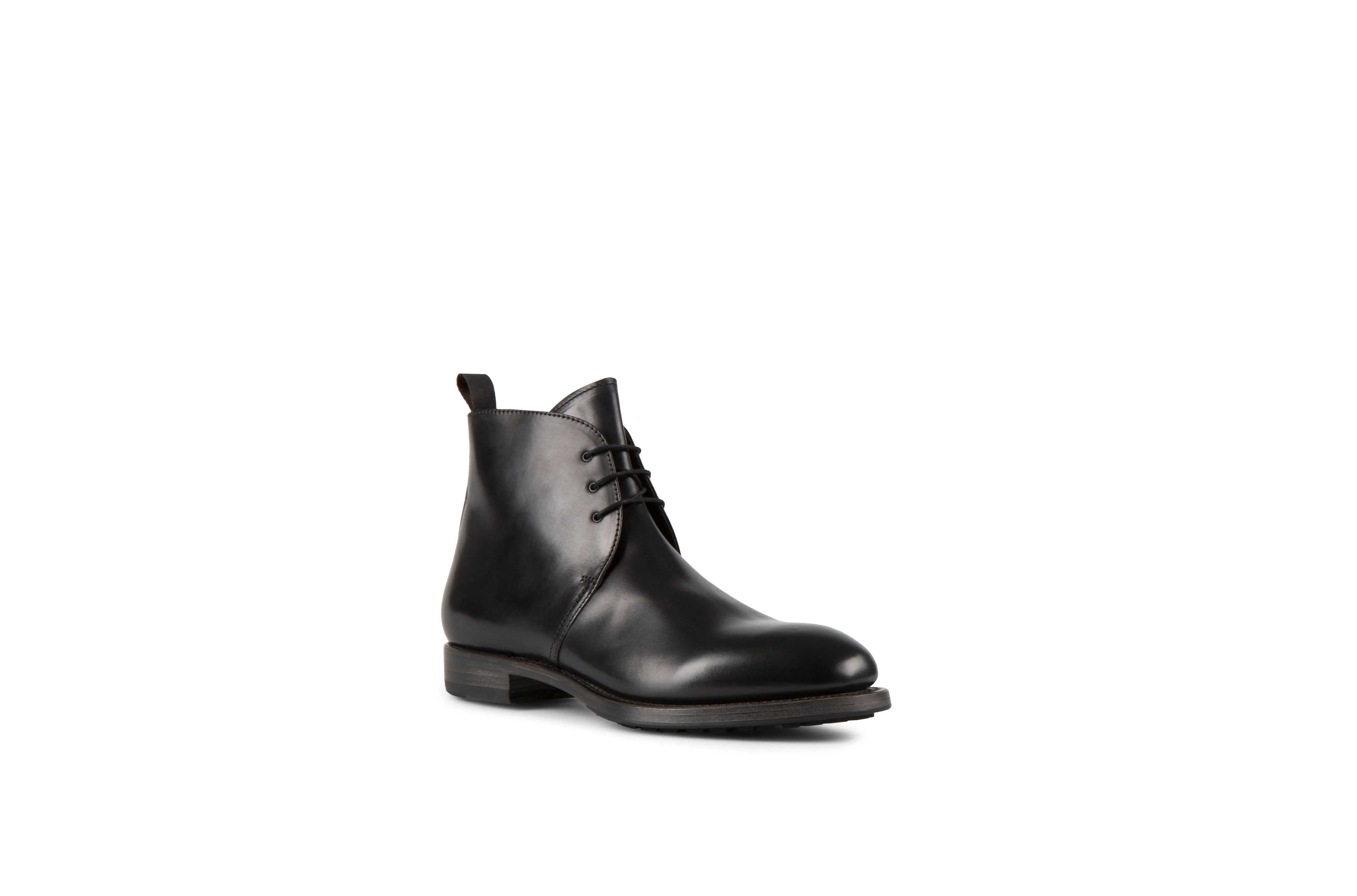 Kent Black Cordovan Leather Chukka Boots