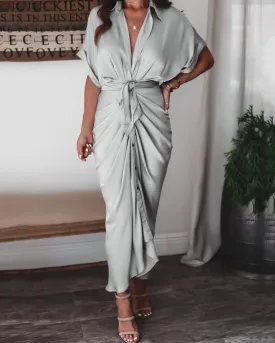 Lace Up Solid Dress