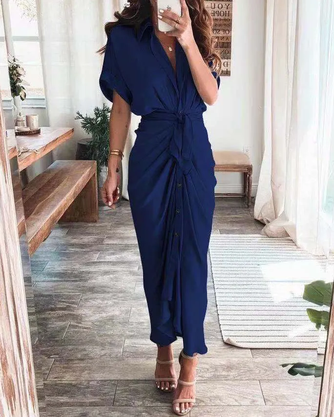Lace Up Solid Dress