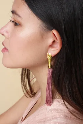 Lady Grey Hand Silk Tassel Earrings Blush