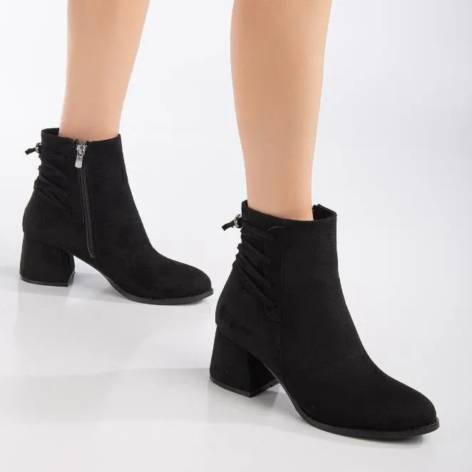 Lucie - Black Suede Ankle Boots