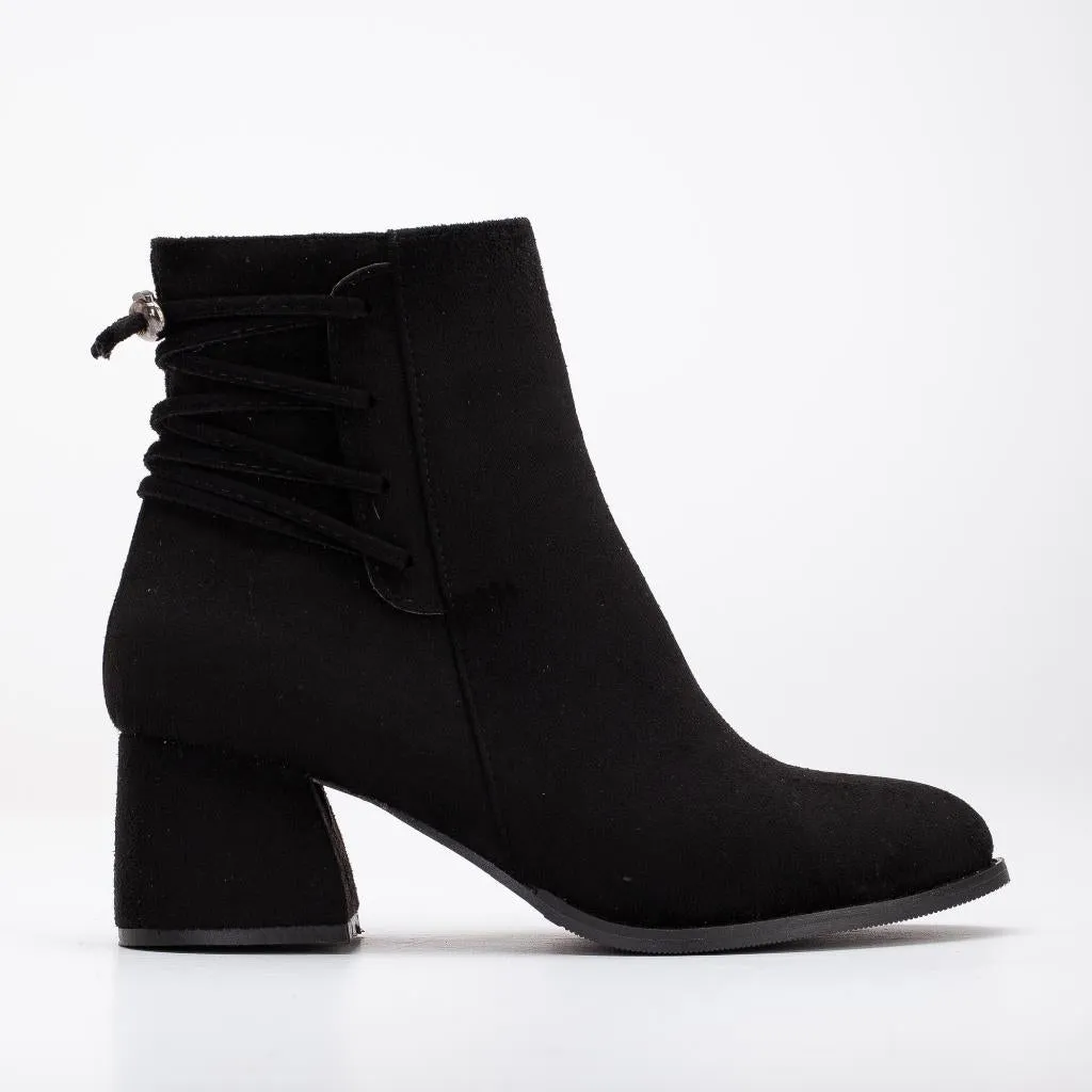 Lucie - Black Suede Ankle Boots