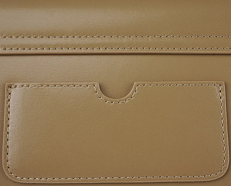 Luxury Leather Crossbody Box Bag with Elegant Circular Emblem, Fashion Leather Shoulder Bag
