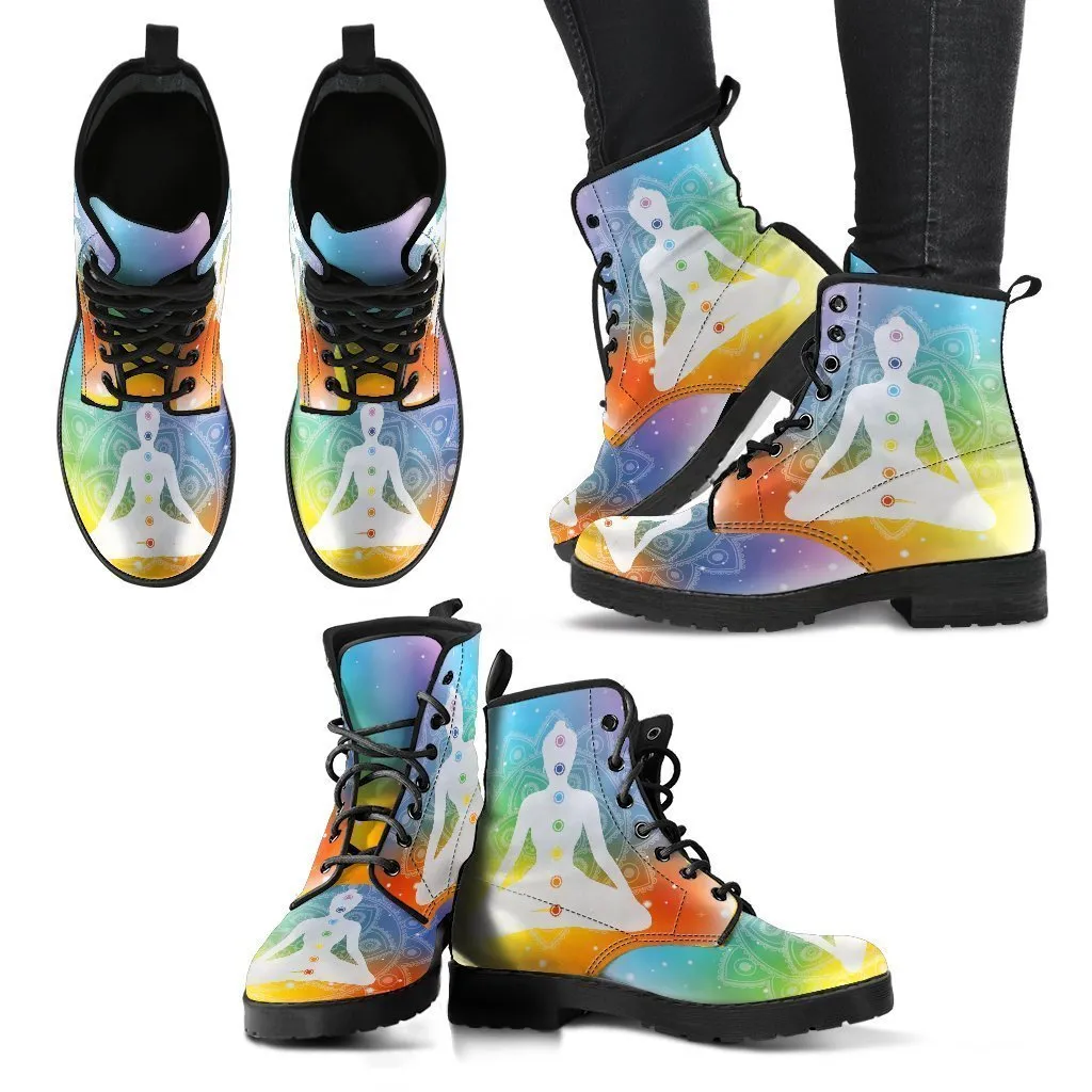 Mandala Chakra Design Leather Boots