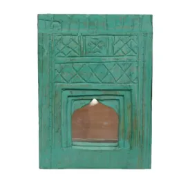 Manju Art Creations Antique Mirror for Wall Decor, Small Wall Decor Crafted from Solid Hardwood, Exquisite Frame for Bedroom, Home Decor and Living Room (Mint Green)