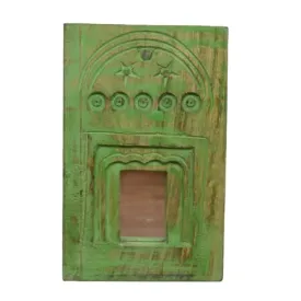 Manju Art Creations Antique Mirror for Wall Decor, Small Wall Decor Crafted from Solid Hardwood, Frame for Bedroom, Home Decor and Mirror for Wall, Premium Frames for Wall Decor (Green)