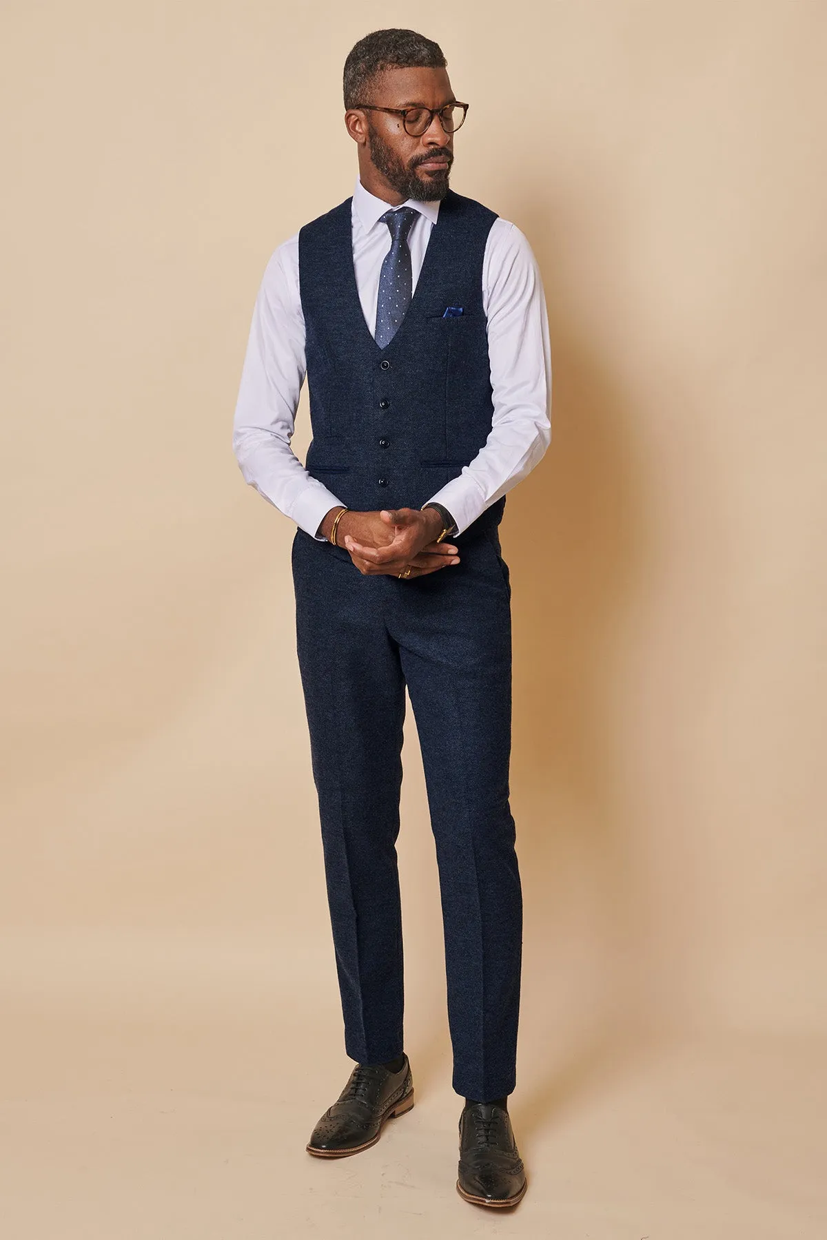 MARLOW - Navy Tweed Three Piece Suit