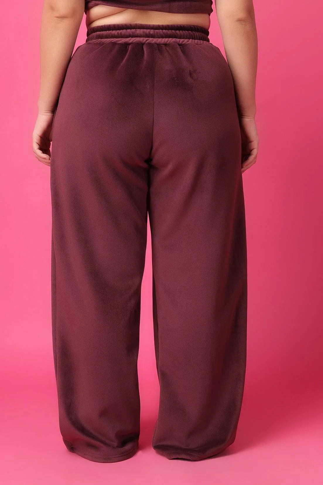 Maroon Solid Slip On Pyjamas