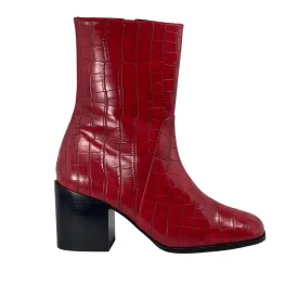 'Menos' vegan mid-calf boot by Zette Shoes - red croc