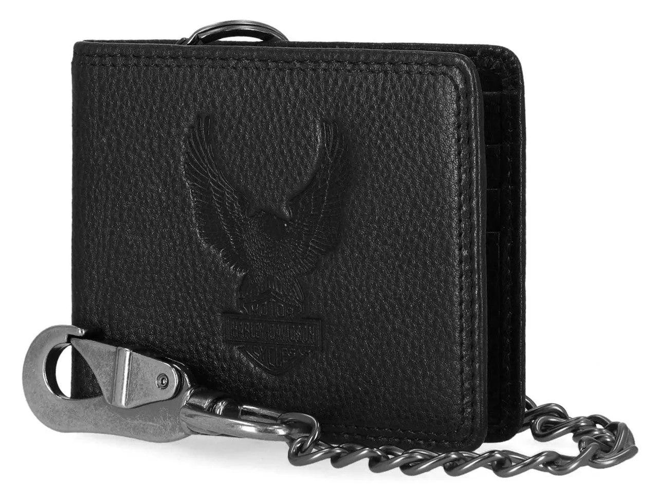 Men's Embossed Eagle Billfold Chain RFID Wallet, Black