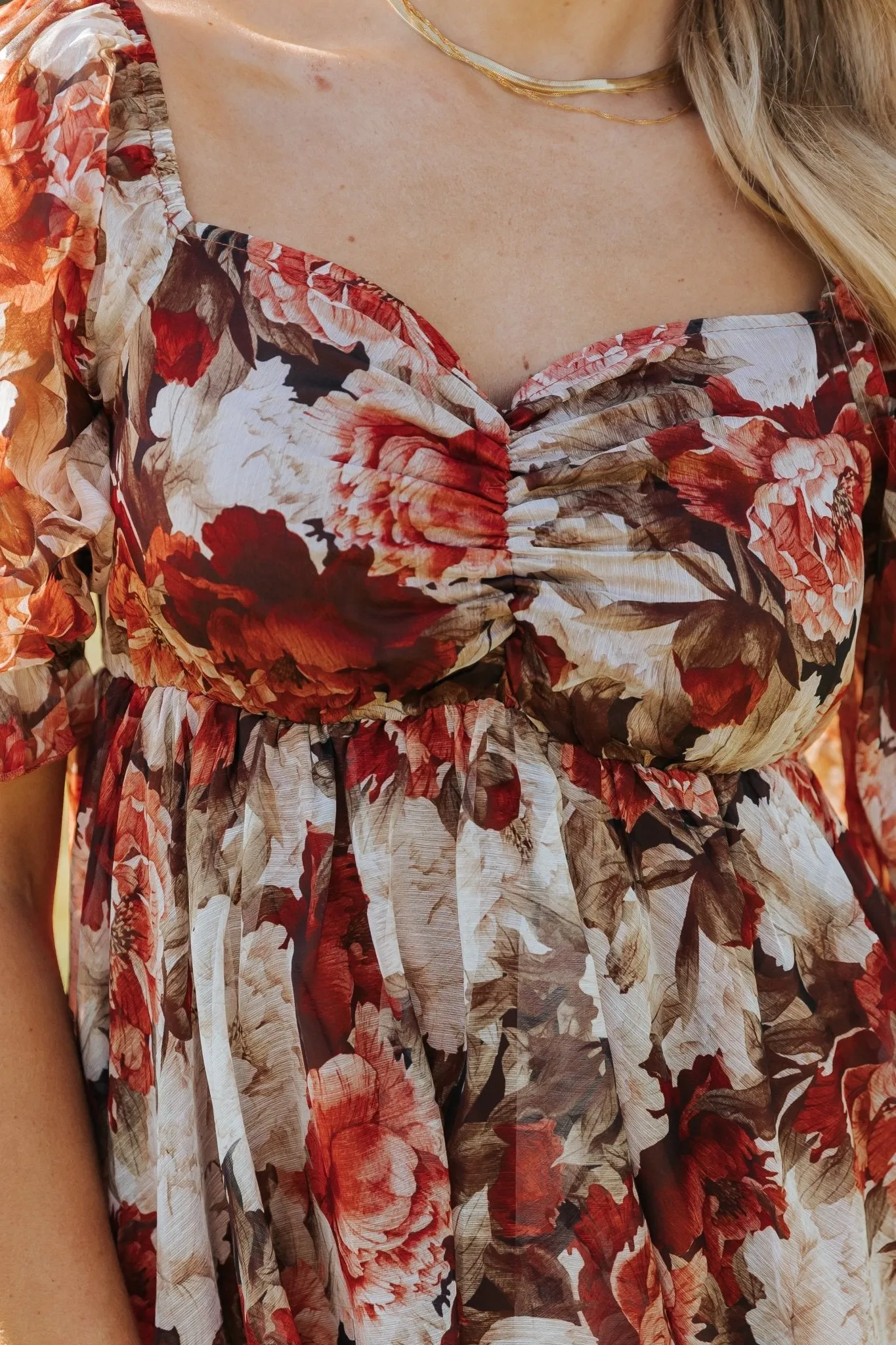 Multi Floral Print Sweetheart Mini Dress - FINAL SALE