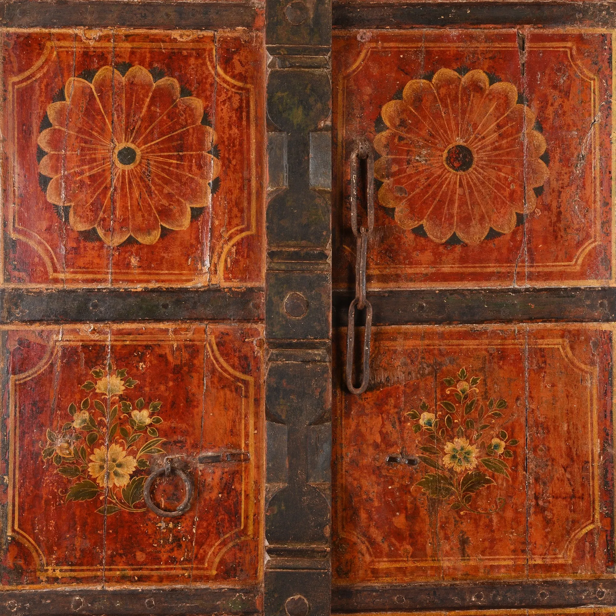 Painted Indian Door From Rajasthan - Mid 18thC