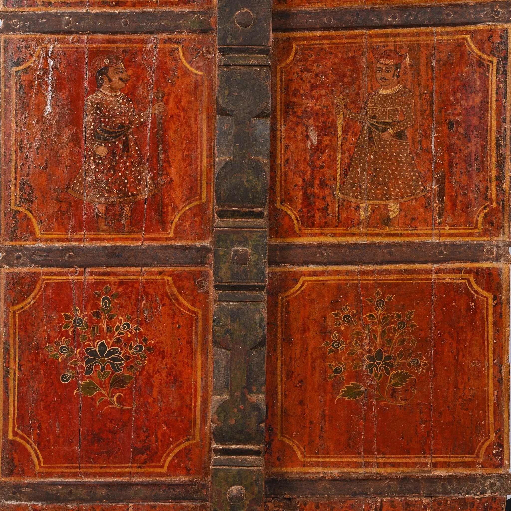 Painted Indian Door From Rajasthan - Mid 18thC