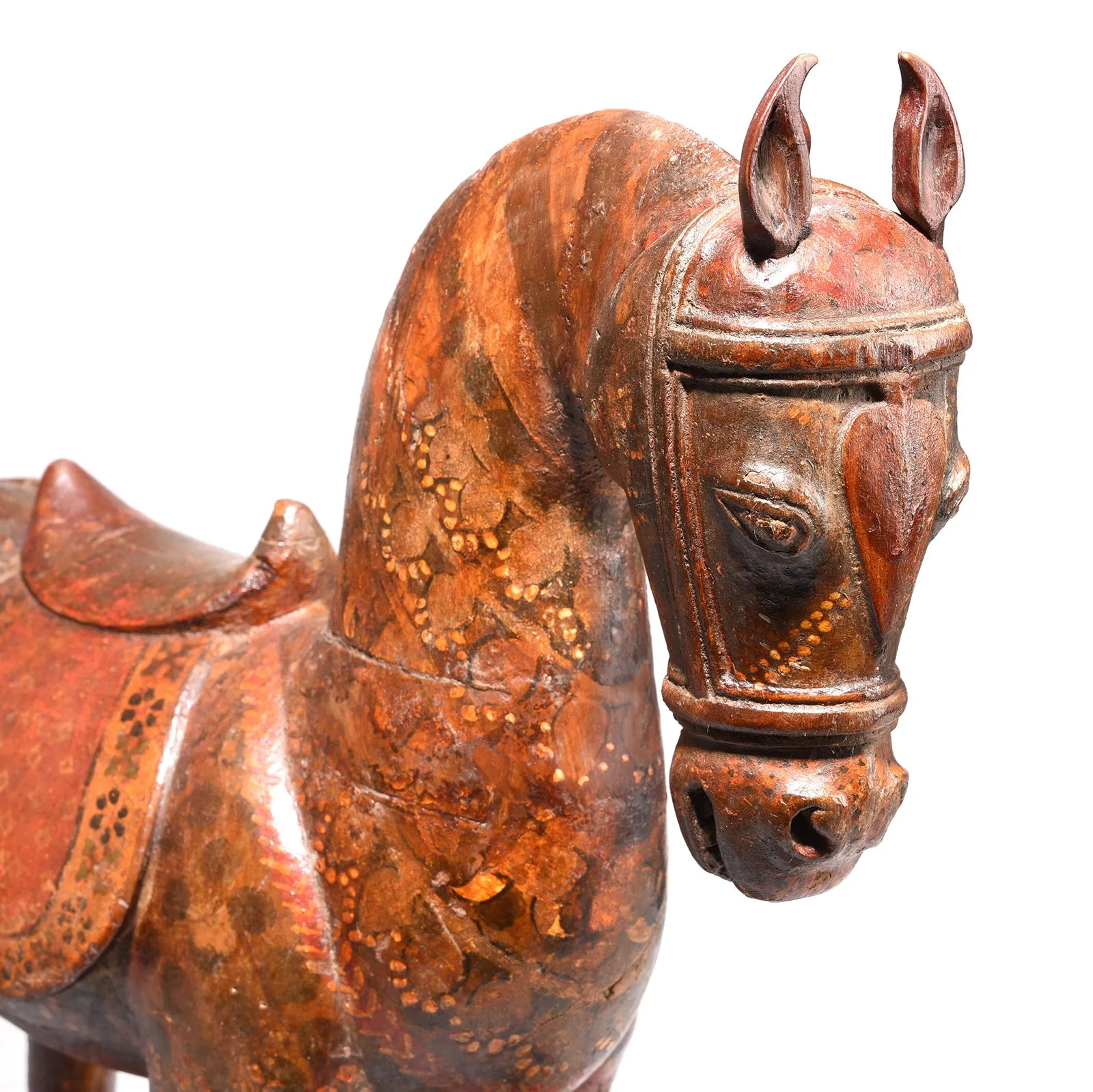 Painted Teak Horse From Rajasthan - 19th Century