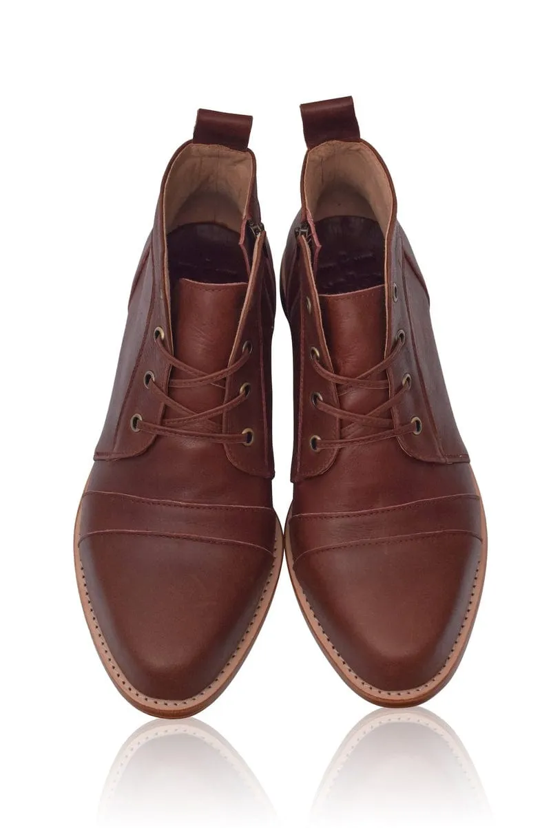 Passage Lace Up Boots in Vintage Camel