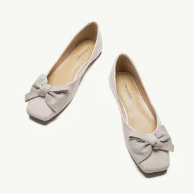 Patent Bow Ballerina Flats (Eva) Pearl White