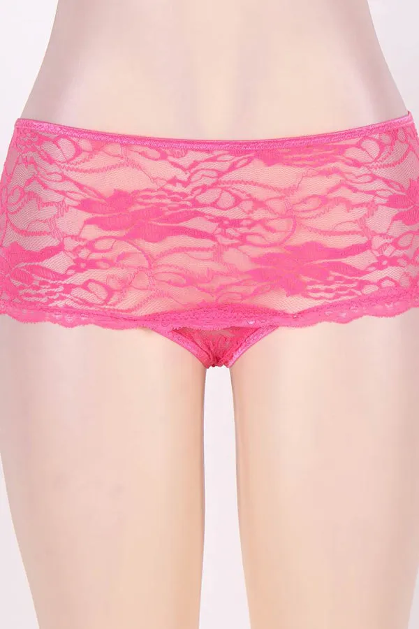 Pink Lace Open Lace-Up Back Panty