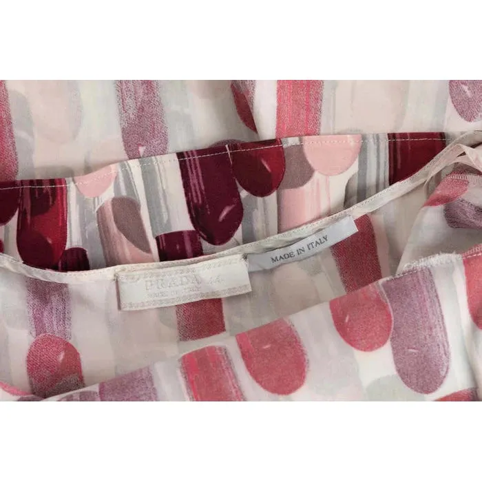 PRADA Silk Lipstick Leather Strap Top Spring 2000 | Size 44 IT