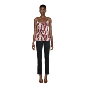 PRADA Silk Lipstick Leather Strap Top Spring 2000 | Size 44 IT