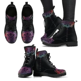 Purple Chakra Mandala Leather Boots