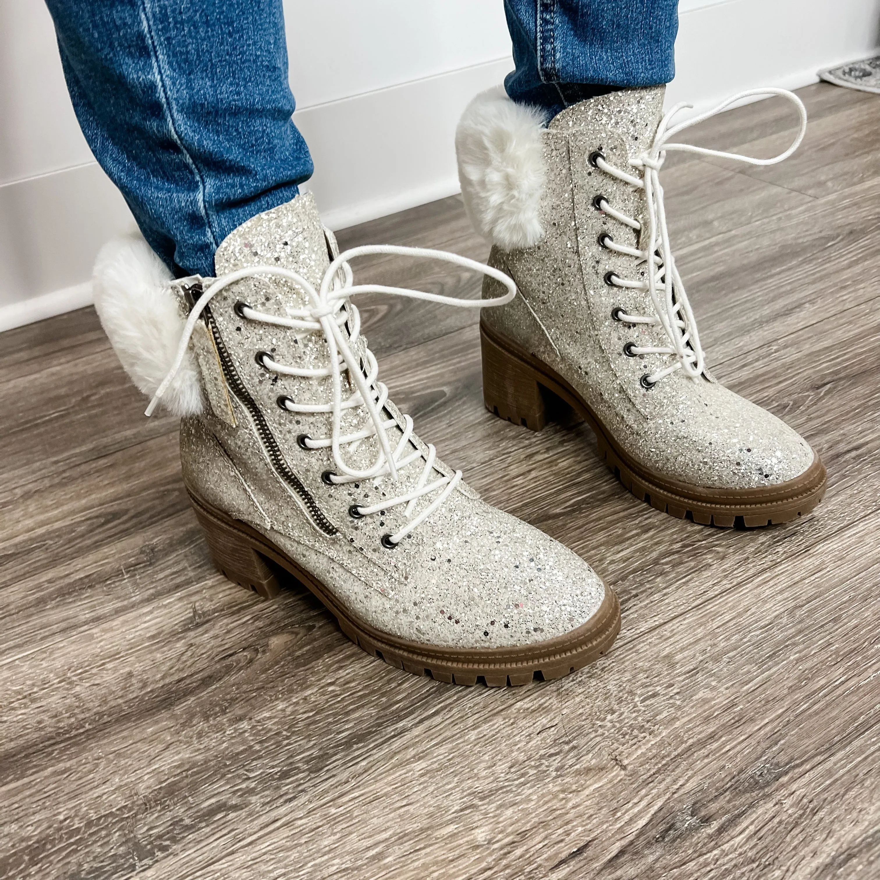 "Blink" By Very G Sparkle and Fur Lace Up Boots