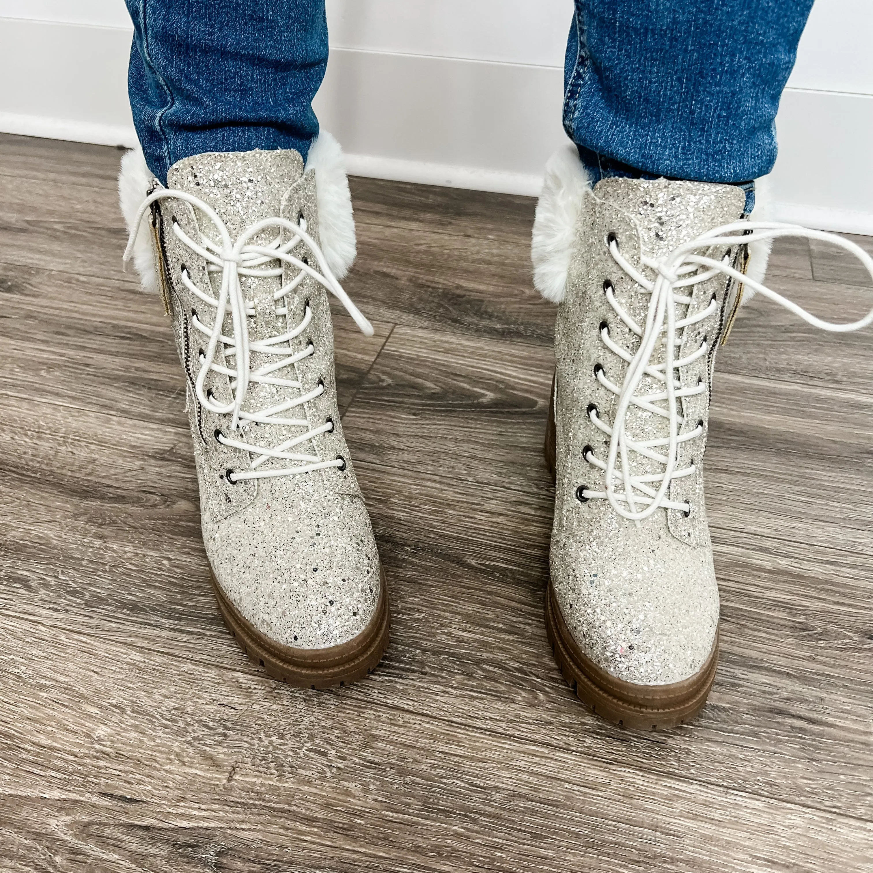 "Blink" By Very G Sparkle and Fur Lace Up Boots