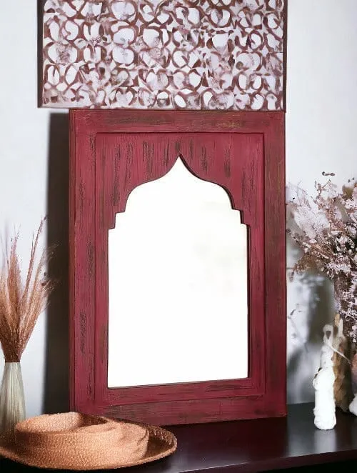 Red Mehrab Mirror Frame