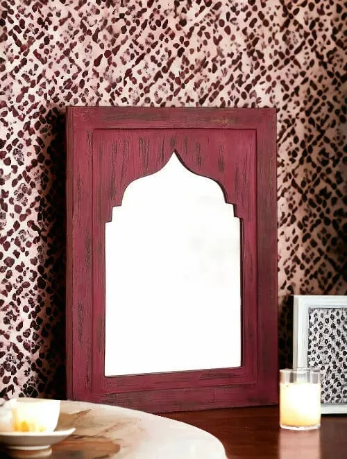 Red Mehrab Mirror Frame