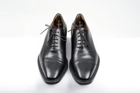 SANTONI Fatte A Mano Wholecut Black Leather Bentivegna Welted Oxford Shoes, 11 F
