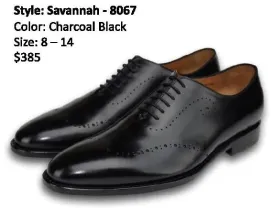 SAVANNAH OXFORD WHOLECUT CHARCOAL BLACK