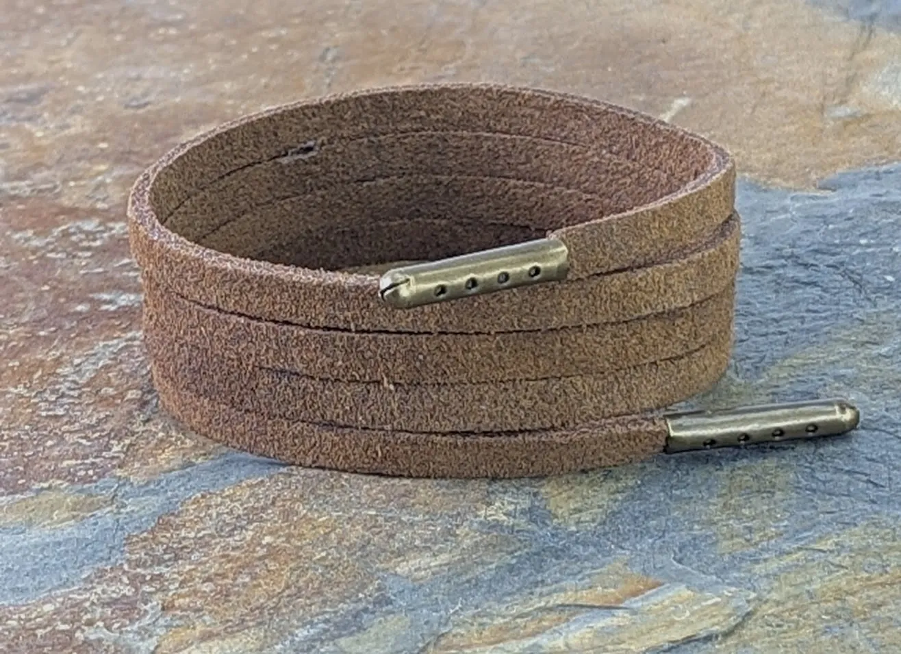 Shoelaces & Boot Laces Brown suede 5 mm flat Leather