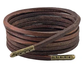 Shoelaces & Boot Laces Leather Heavy Duty 4 mm Square Brown