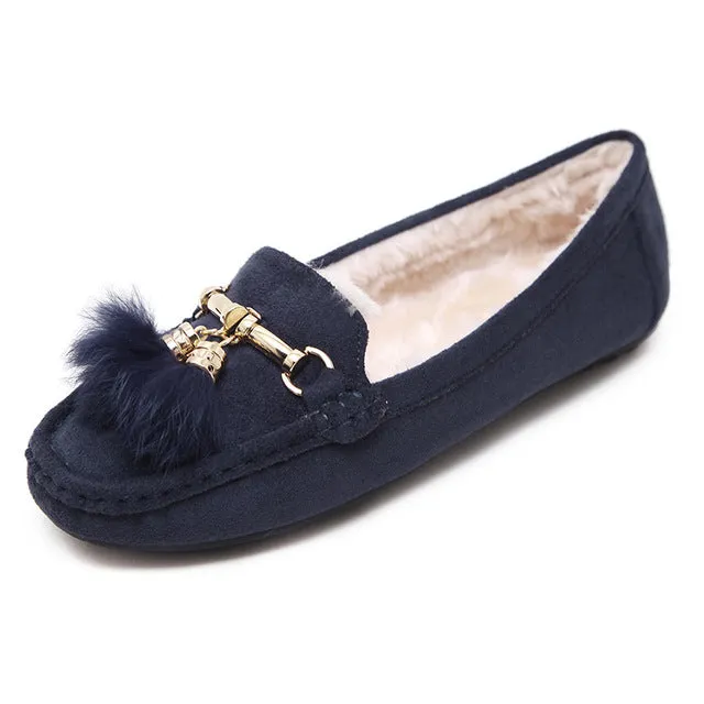 ST SUPER TRADE Casual Women Shoes Winter Section Plus Velvet Flats Female Moccasin Shoes Women's Loafers Ladies Doug Shoes ST912
