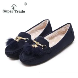 ST SUPER TRADE Casual Women Shoes Winter Section Plus Velvet Flats Female Moccasin Shoes Women's Loafers Ladies Doug Shoes ST912