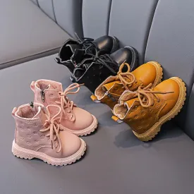 Stars Relief Lace-up Fleece Martin Boots