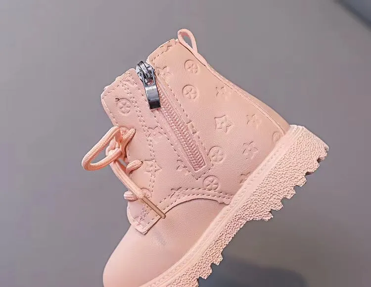 Stars Relief Lace-up Fleece Martin Boots