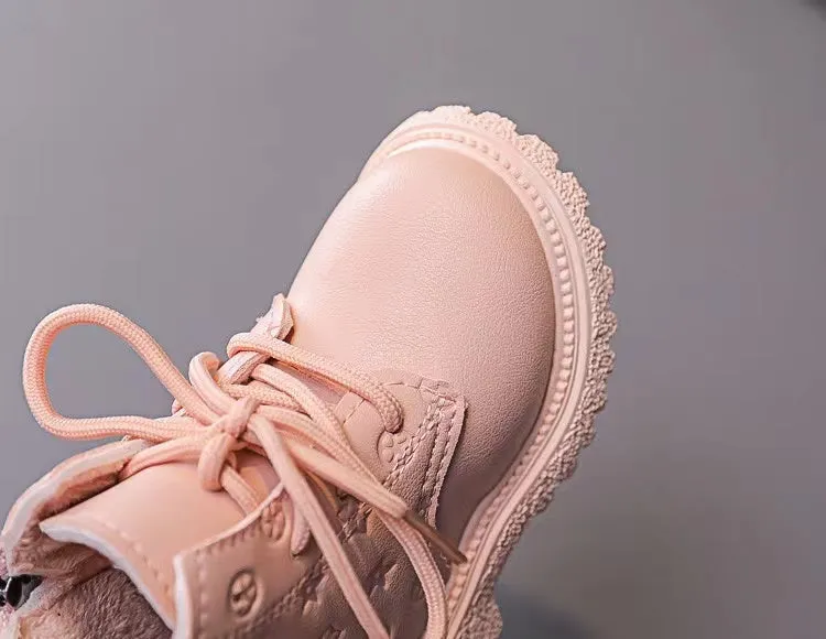 Stars Relief Lace-up Fleece Martin Boots