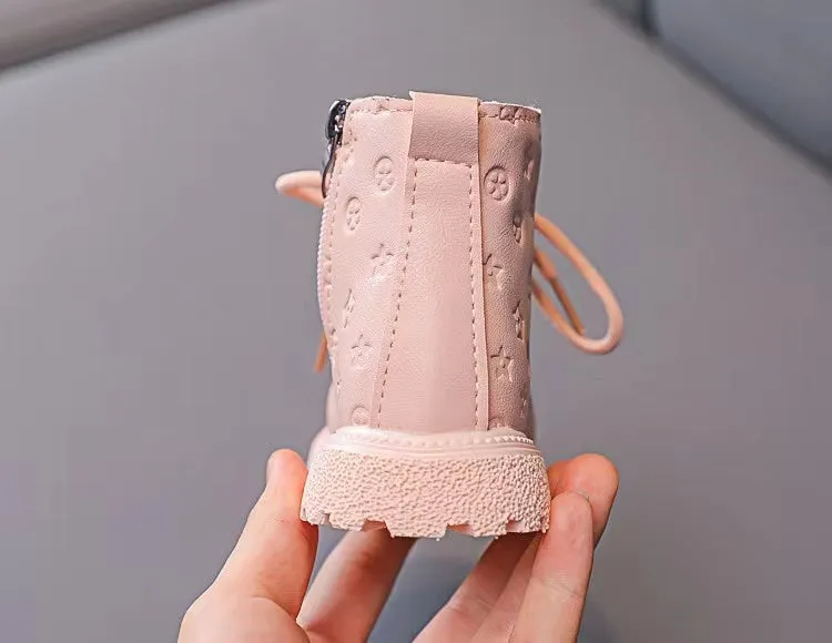 Stars Relief Lace-up Fleece Martin Boots